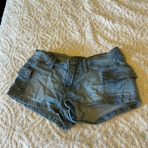 Low rise jean shorts